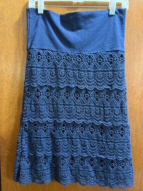 SOLITARE by Ravi Khosla Navy blue Crochet Skirt - NWT